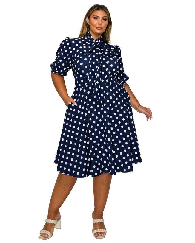 Breken Pocket Flare Dress, Navy White / Navy, hi-res image number 0