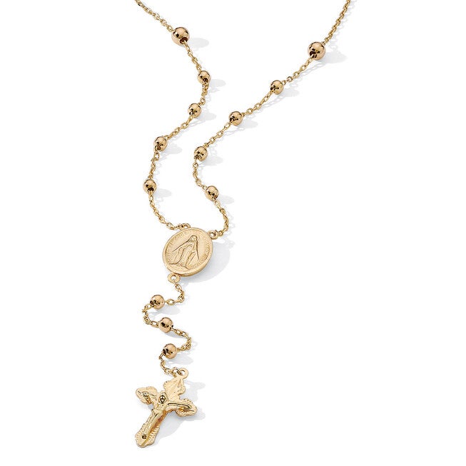 Rosary Style Necklace in Gold-Plated Sterling Silver, Yellow / Yellow, hi-res image number null