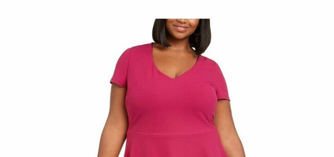 B Darlin Women's Plus Size Trendy Bow-Back Skater Dress Purple Size 20W, Purple / Purple, alternate image number 1