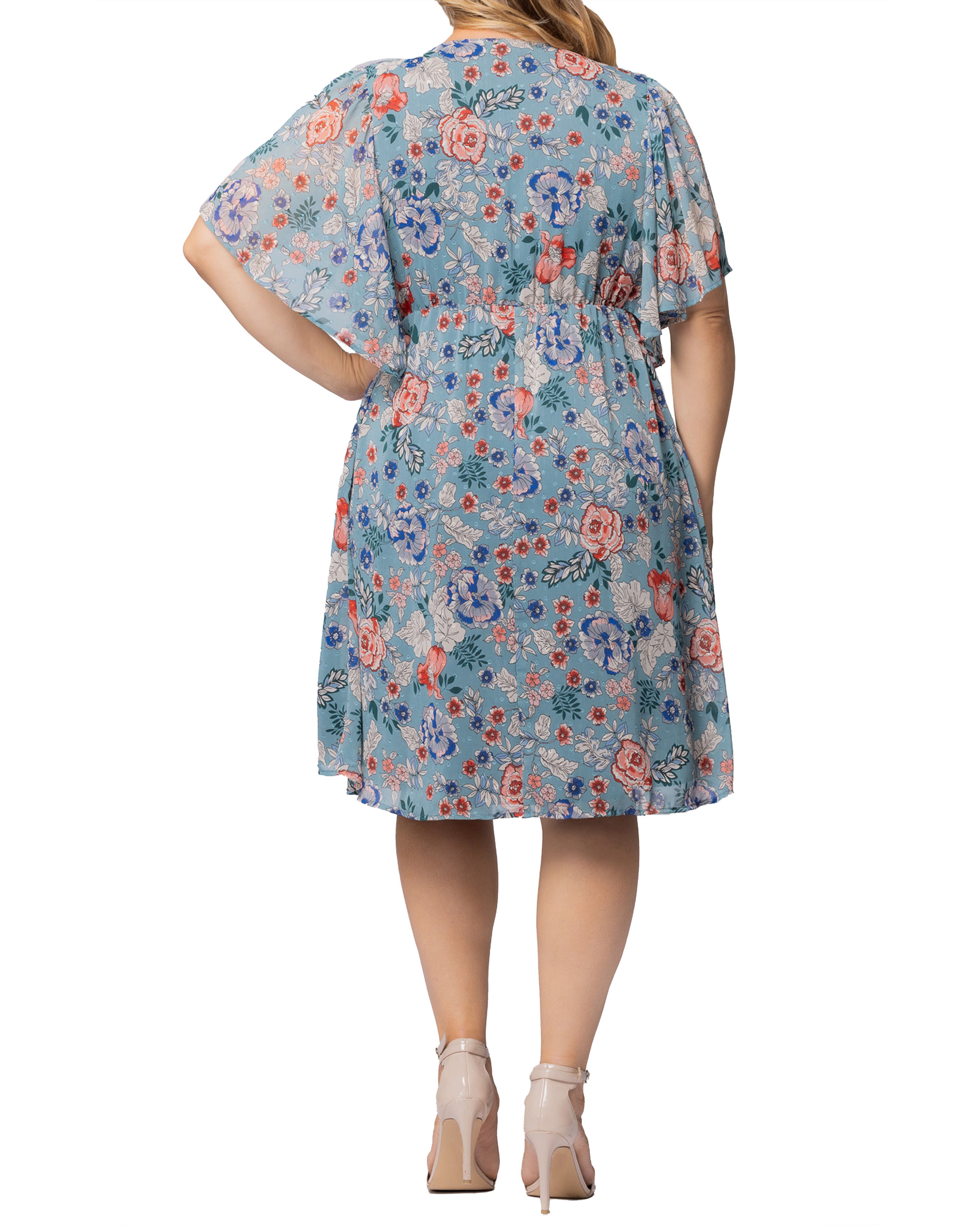 Florence Flutter Sleeve Dress, BLUE GARDEN PRINT / Azure Blue, alternate image number 1