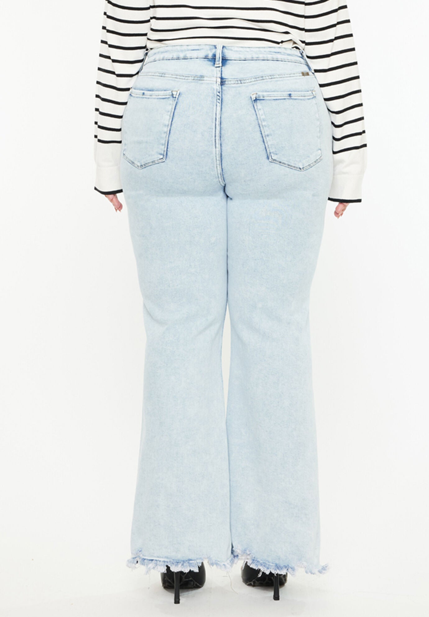 Kay Essentials High Rise Wide Leg Flare (Plus Size), Acid Wash / Light Blue, alternate image number 4