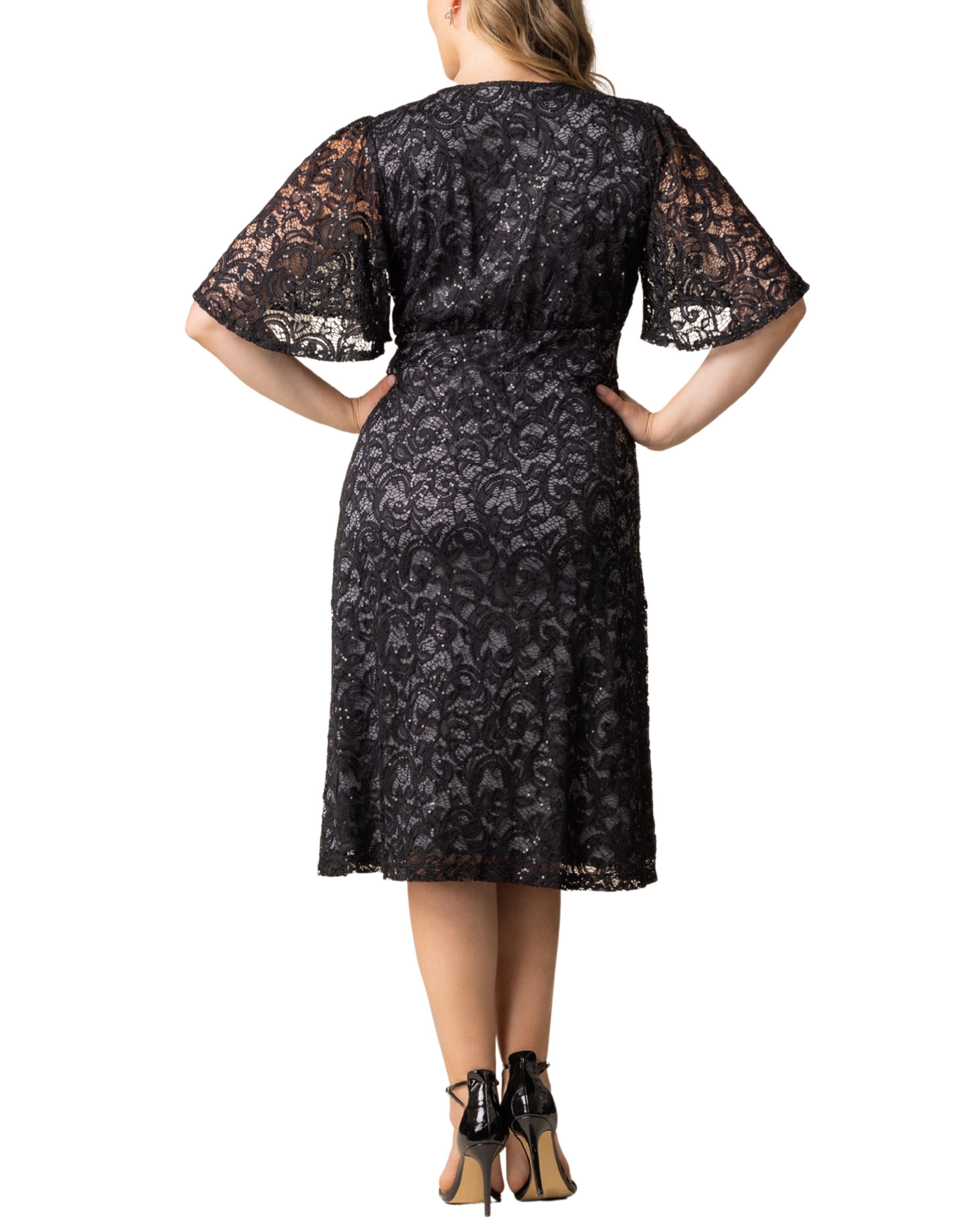 Starry Sequined Lace Cocktail Dress, STORM GREY / Black, alternate image number 1