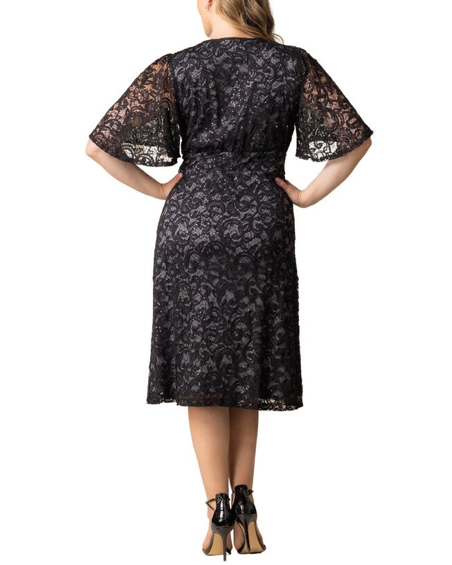 Starry Sequined Lace Cocktail Dress, STORM GREY / Black, alternate image number 1