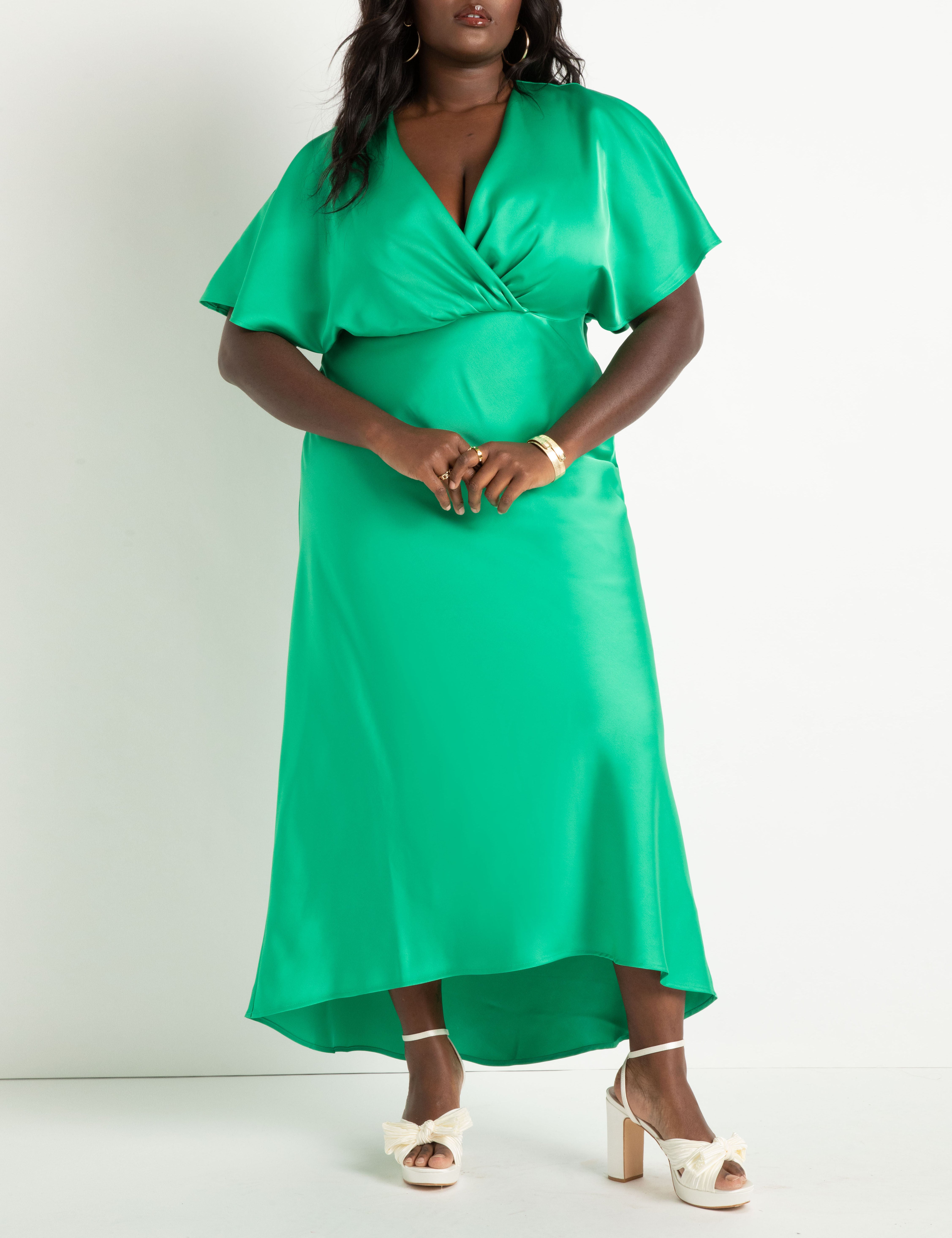 Kimono Sleeve Maxi Dress- Bright Green, Bright Green / Kelly Green, hi-res image number 0