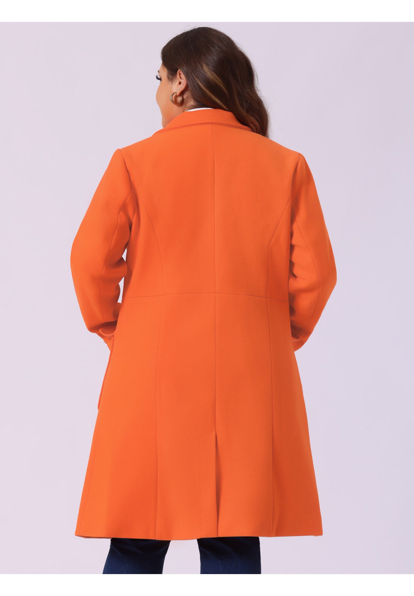 NOTCH LAPEL DOUBLE BREASTED PEA TRENCH COAT, Orange / Orange, alternate image number 3