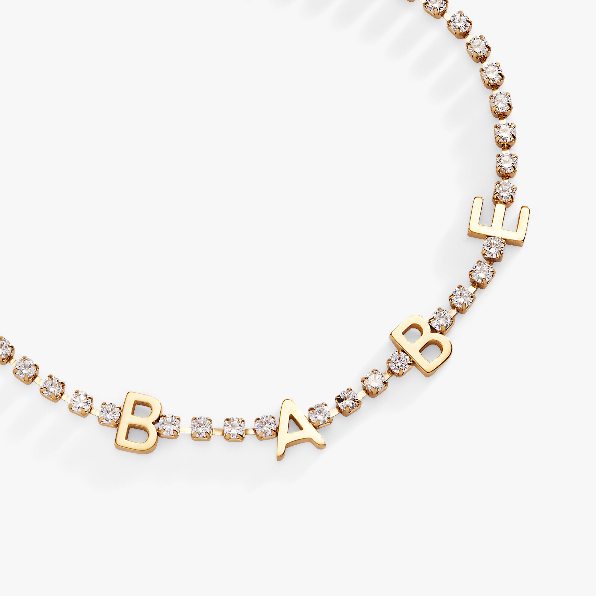 &quot;Babe&quot; Crystal Tennis Bracelet, Gold / Gold, alternate image number 1
