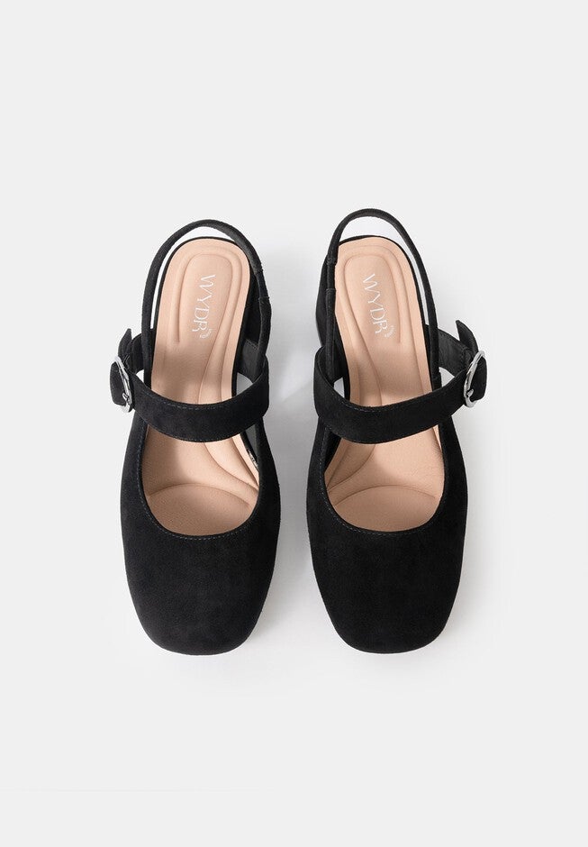 Amber Slingback Mary Jane, Black Suede / Black, alternate image number 1