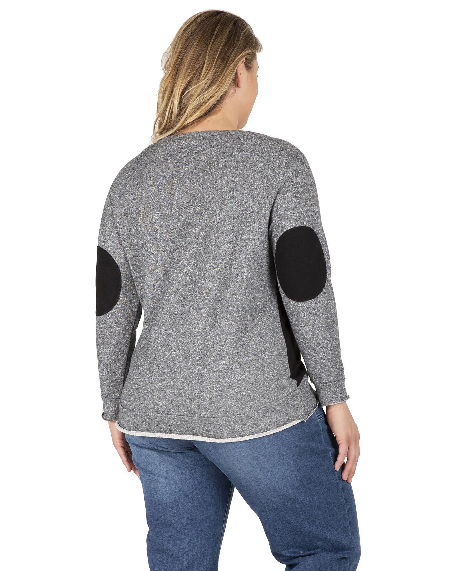 Plus Size Neesa Arm Patch French Terry Long Sleeve Mesh Top, , alternate image number 5