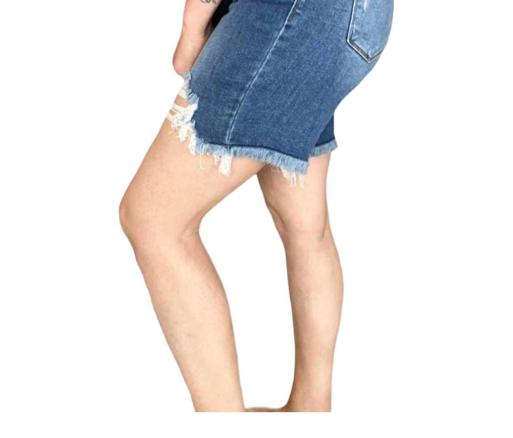 Destroy Fray Hem Shorts, Blue / Azure Blue, alternate image number 1