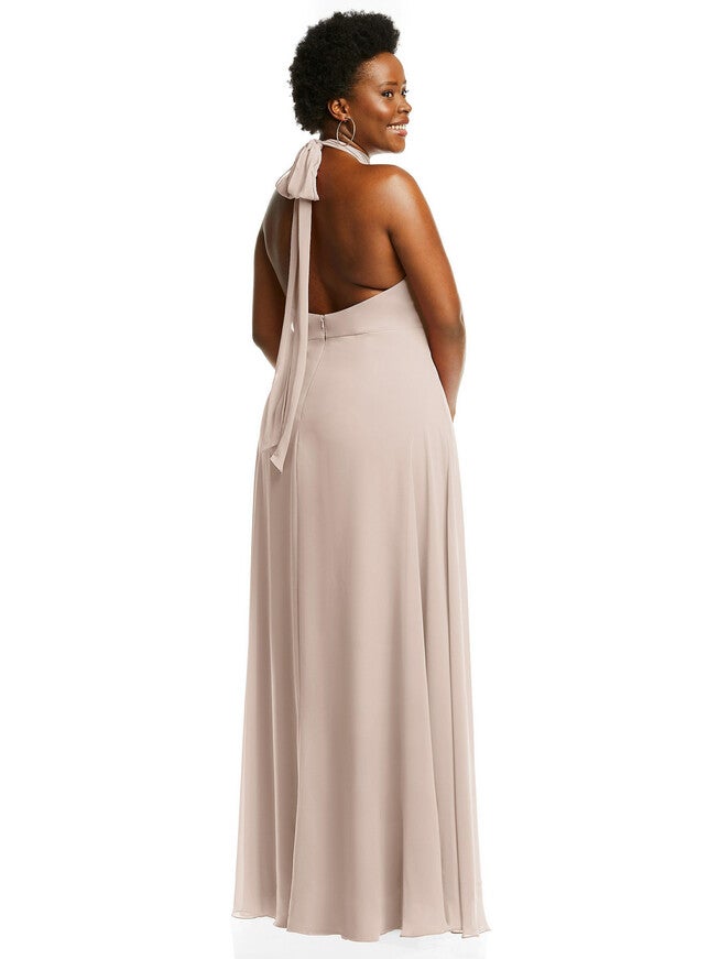 High Neck Halter Backless Maxi Dress, Cameo / Vanilla, alternate image number 2