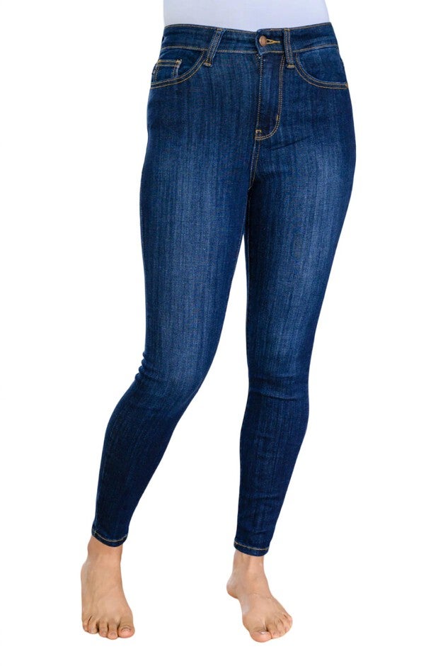 BACK YOKE SKINNY JEANS WITH PHONE POCKET, Blue / Azure Blue, hi-res image number null