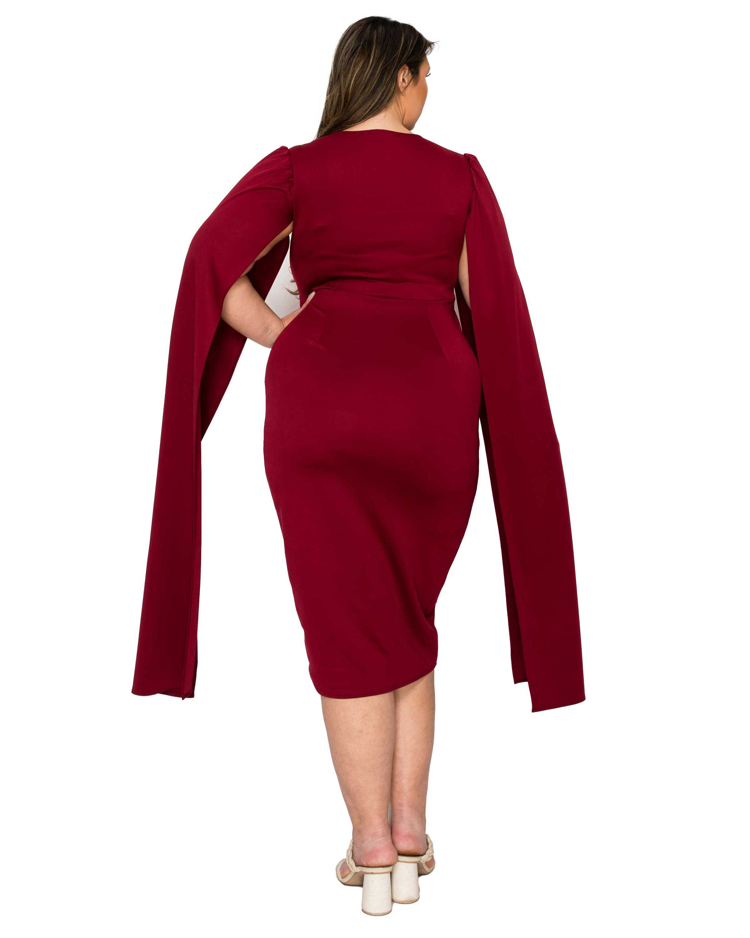 Naomi Cape Dress, Burgundy / Burgundy, alternate image number 2