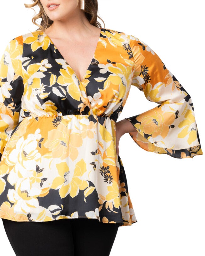 Honey Satin Bell Sleeve Top, , alternate image number 4