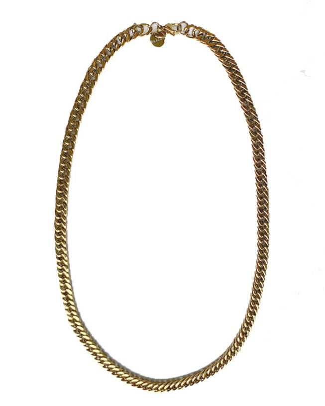 Small Cuban Gold Chain Necklace, Gold / Gold, hi-res image number null