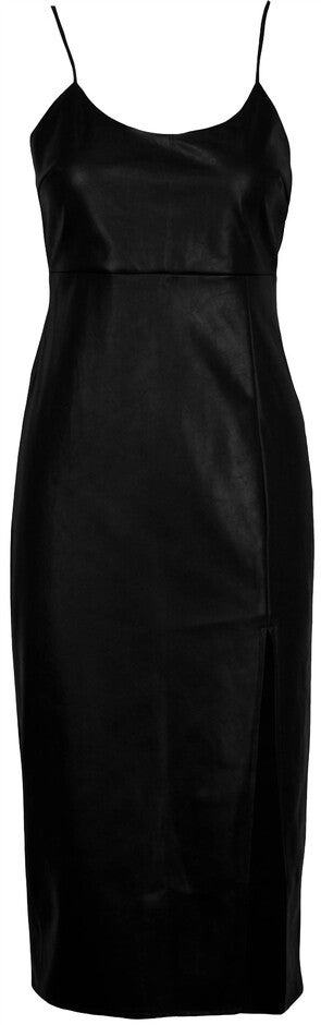 CONNOR FAUX LEATHER DRESS IN BLACK, Black / Black, hi-res image number 0