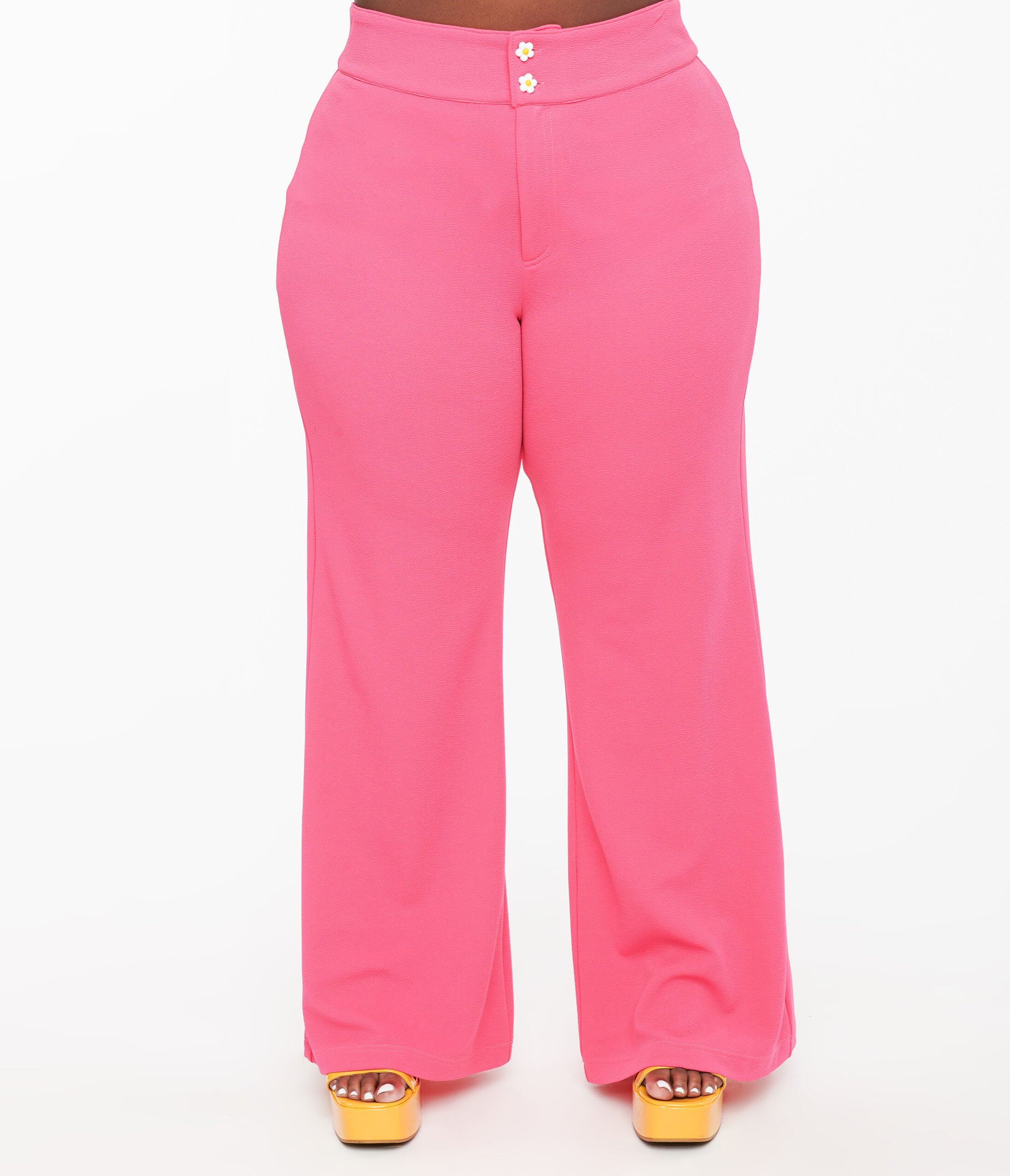 Smak Parlour 1960s Hot Pink High Waist Flare Pants, Pink / Pink, alternate image number 1