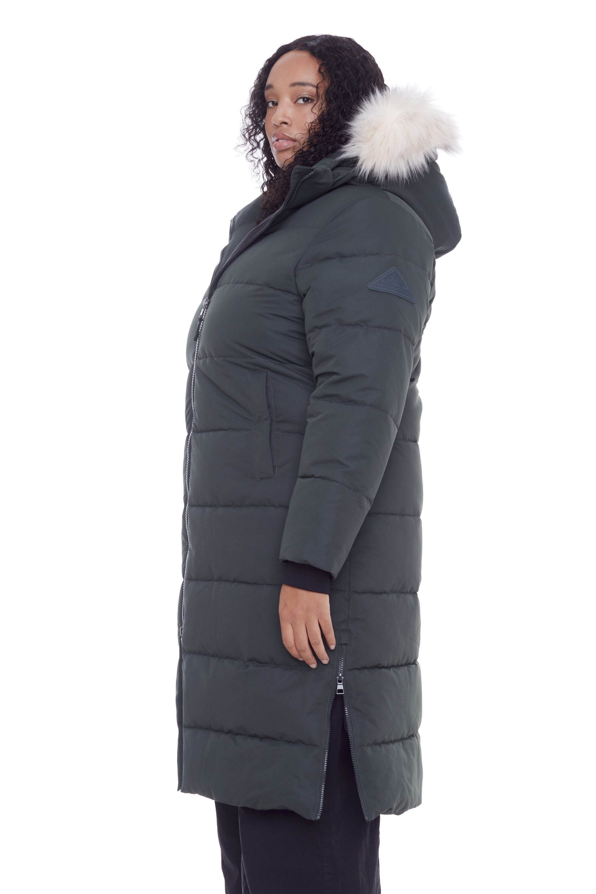 Women&#39;s Plus Size - KLUANE | Vegan Down Recycled Ultra Long Winter Parka, Water Repellent, Green / Quetzal Green, alternate image number 3