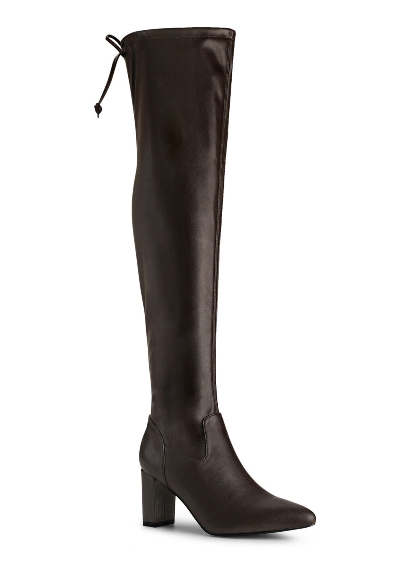 Thigh High Boot Block Heels Over The Knee High Boots, Coffee / Brown, hi-res image number 0