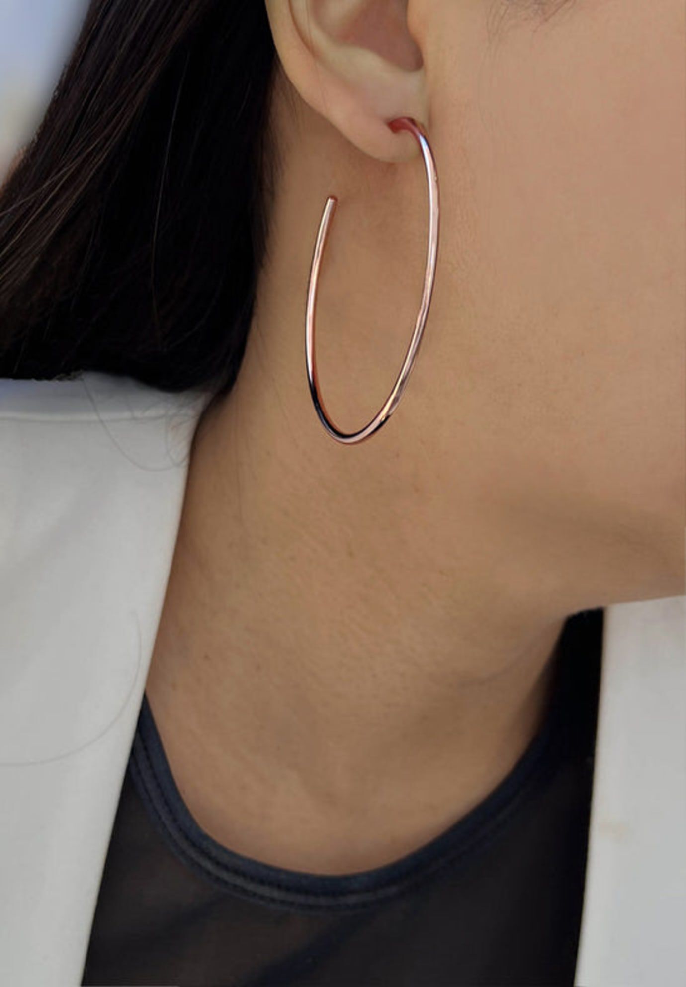 PERFECT Hoop Earrings, Rose Gold / Pink, alternate image number 2