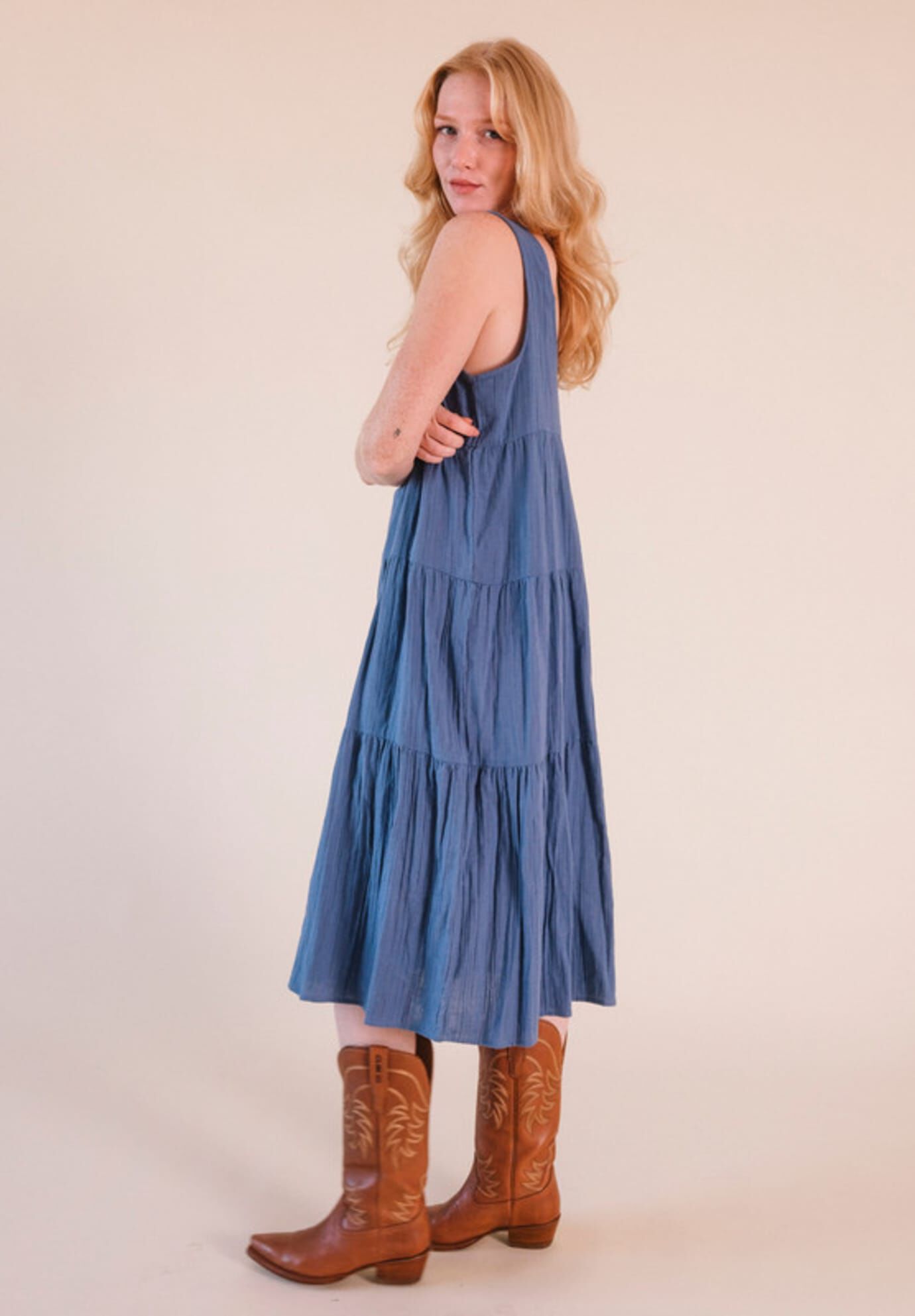 Plus Teresa Tiered Tank Dress, Ocean / Light Blue, alternate image number 2