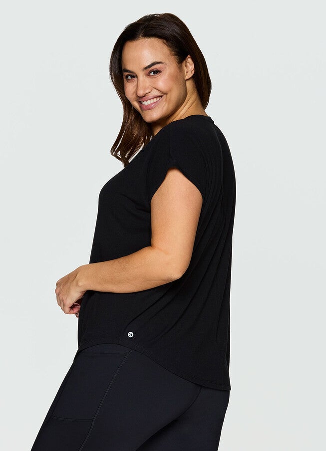 Plus Breezy Hi Low Tee, Black / Black, alternate image number 4