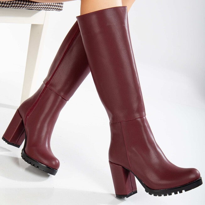 ALIZE - BURGUNDY CALF PLATFORM BOOTS, BURGUNDY / Burgundy, alternate image number 3
