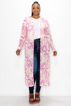 MEGAN SWIRL PRINT MESH CARDIGAN