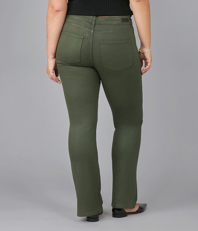 Women's BILLIE-CDO High Rise Bootcut Jeans, Coated Dark Olive / Hunter Green, alternate image number 2