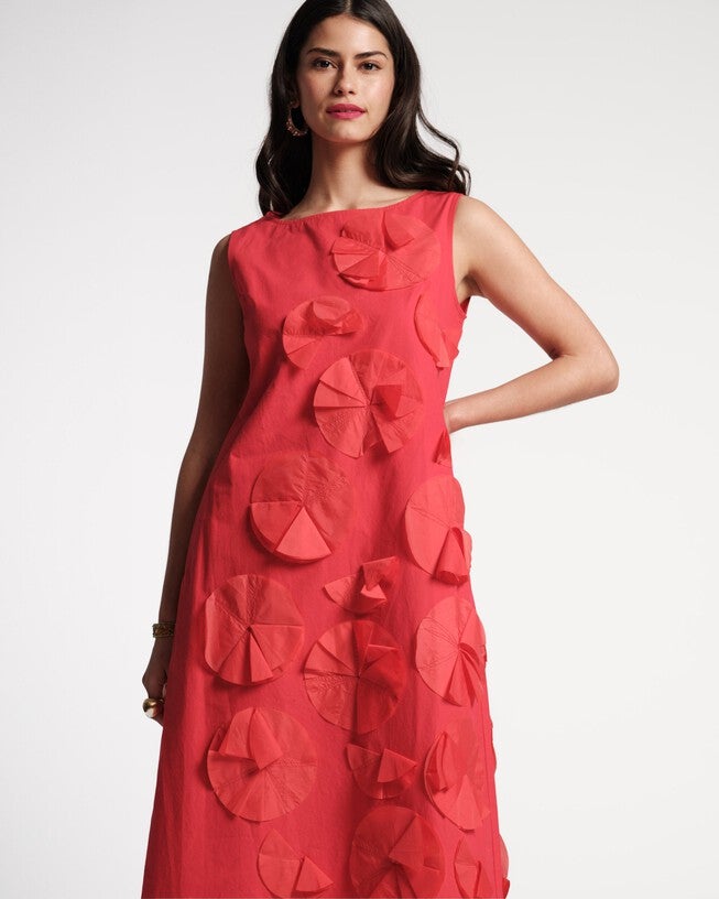 Origami Flower Dress, Red / Red, alternate image number null
