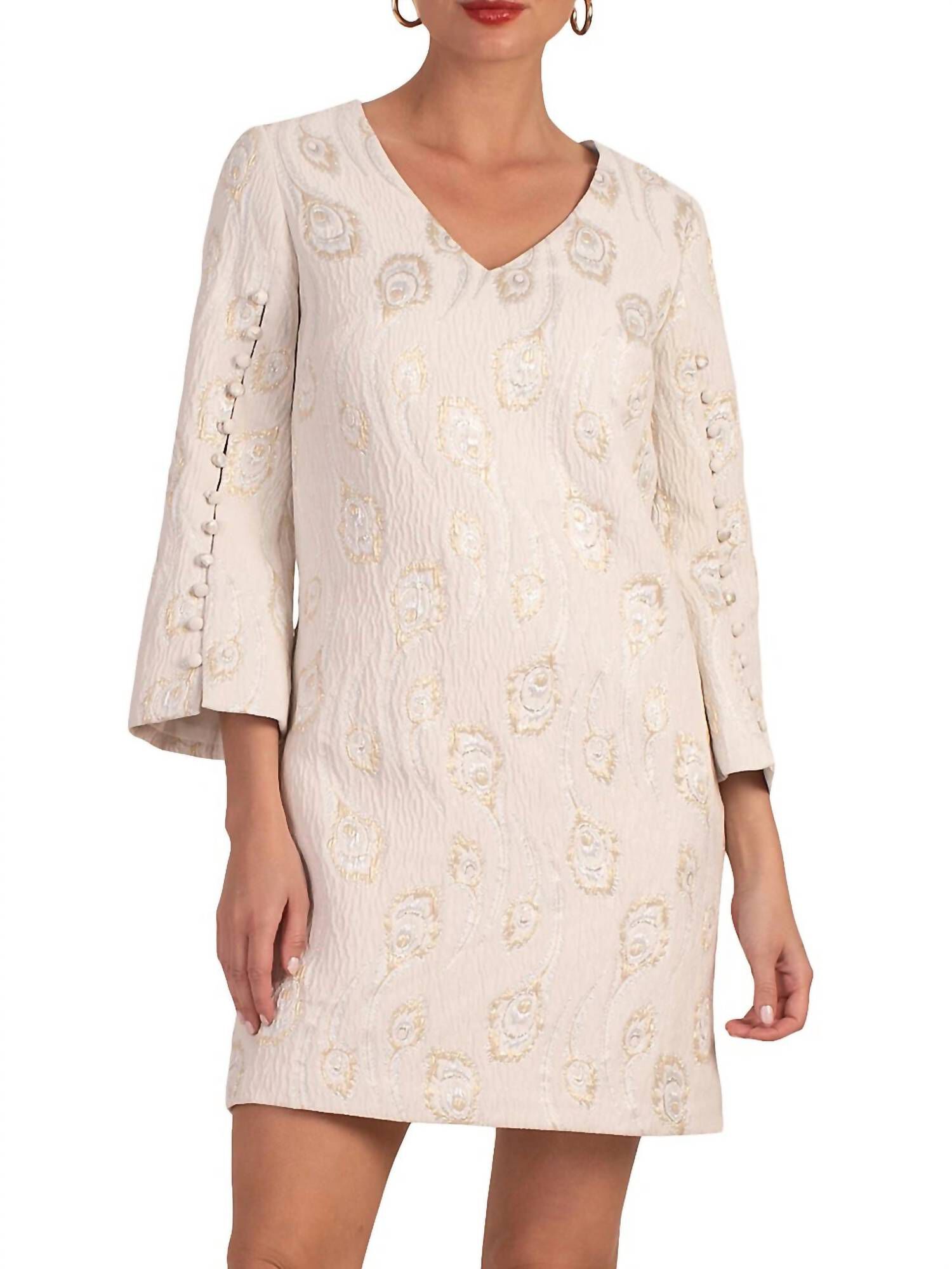 SELFIE JACQUARD MINIDRESS IN WINTER WHITE, Winter White / Beige, hi-res image number 0