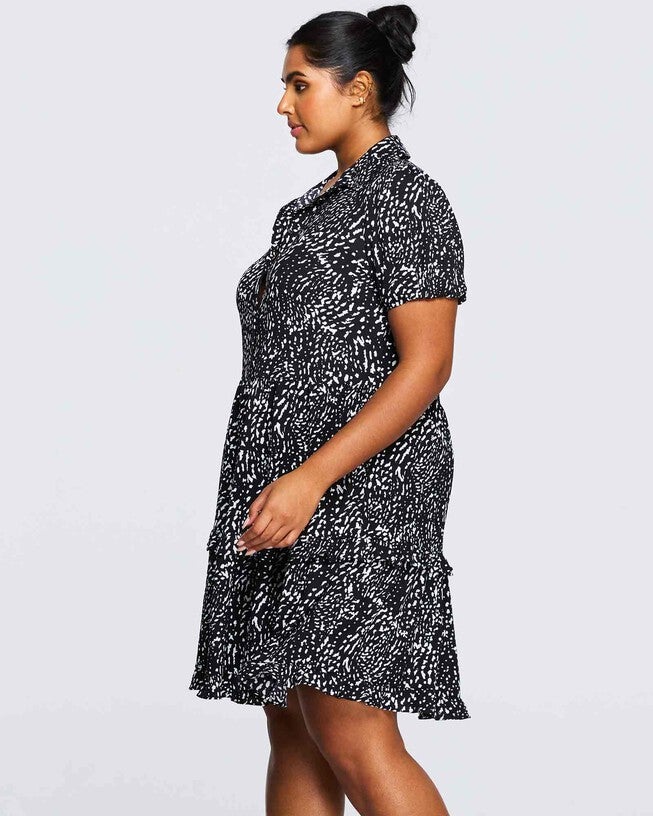Speckle Spot Collared Dress, , alternate image number null