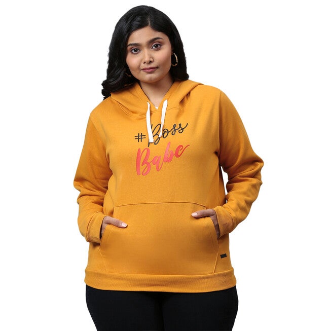 Mustard "Boss Babe" Hooded Sweatshirt, Mustard / Mustard, hi-res image number null