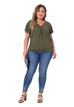 V Neck Ruffle Short Sleeve T-Shirt Top