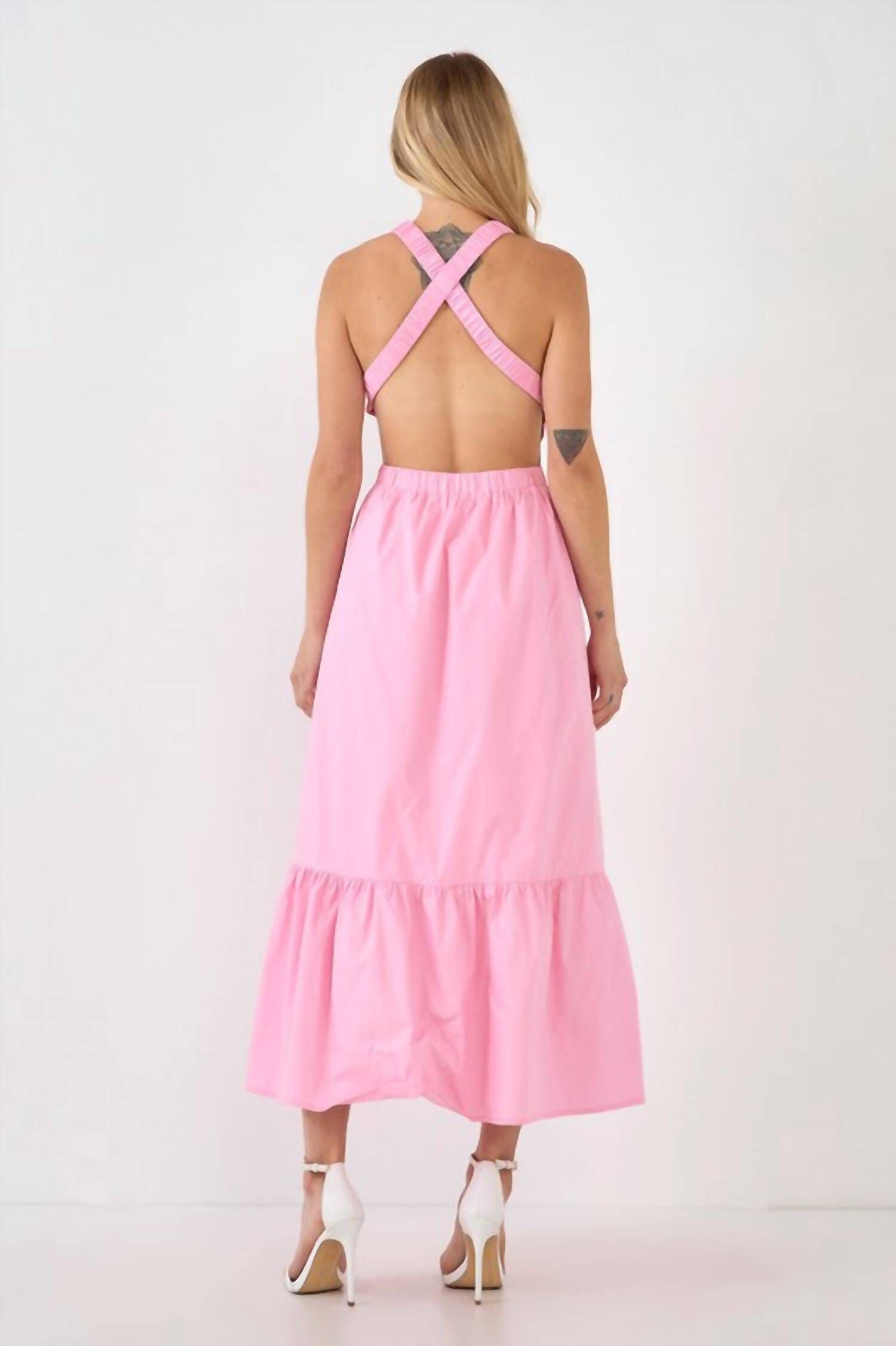 SLEEVELESS MAXI DRESS IN PINK, , alternate image number 8