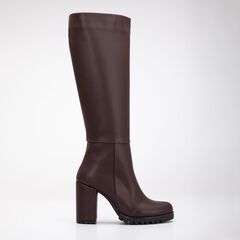 ALIZE - BROWN WIDE CALF PLATFORM BOOTS