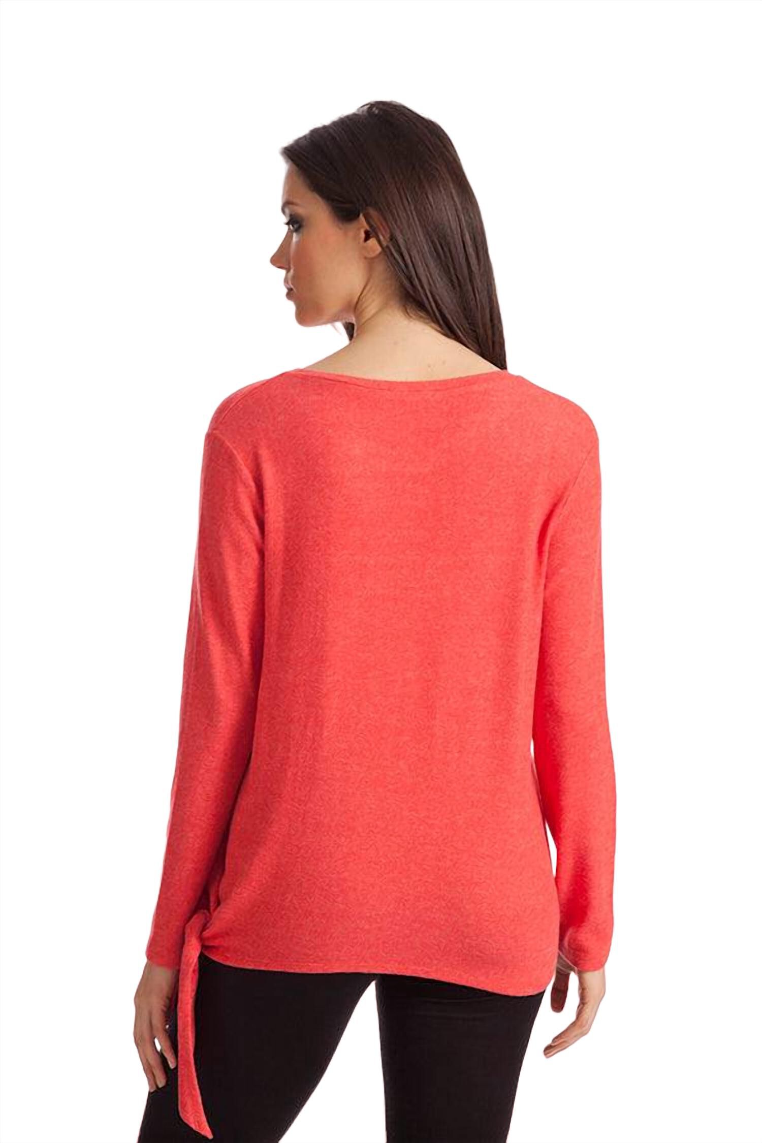ELLIE SIDE TIE KASHMIRA SWEATER IN CORAL, Coral / Pink, alternate image number 2