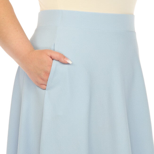 Flared Midi Skirt with Pockets, Baby Blue / Light Blue, alternate image number null