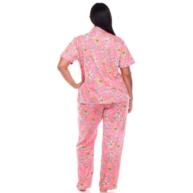 Short Sleeve & Pants Tropical Pajama Set, PinkOrange / Pink, alternate image number 4