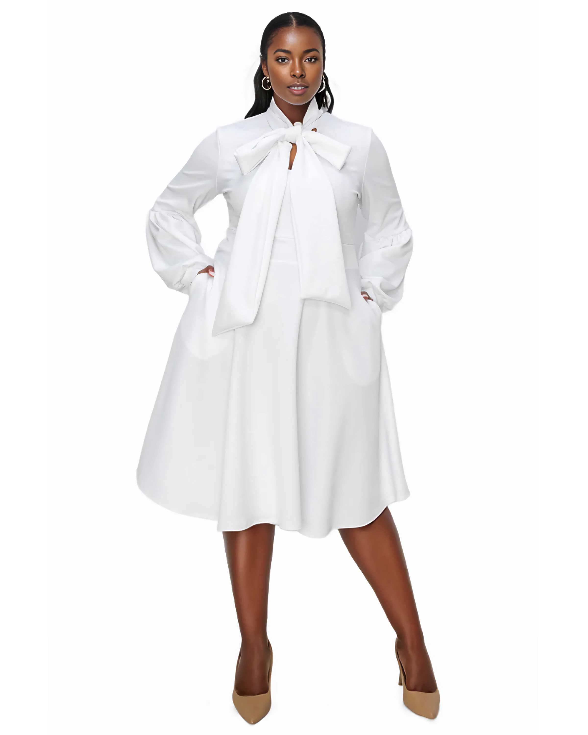 Bekah Flare Pocket Dress, Ivory / White, hi-res image number 0