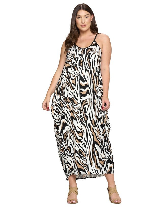 TIGER STRIPE DRESS, IvoryBlackTaupe / Ivory, hi-res image number 0