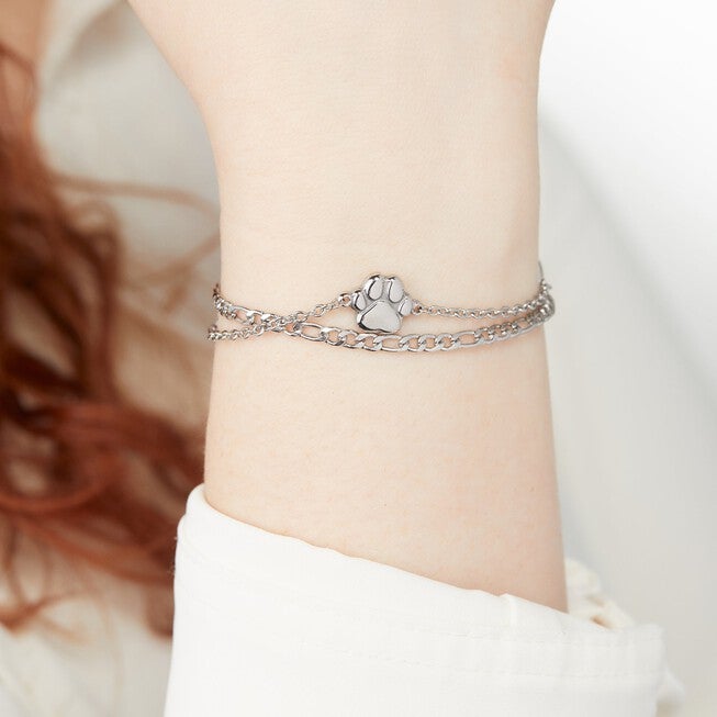 Paw Print Stranded Bracelet Set, Silver / Silver, alternate image number 4