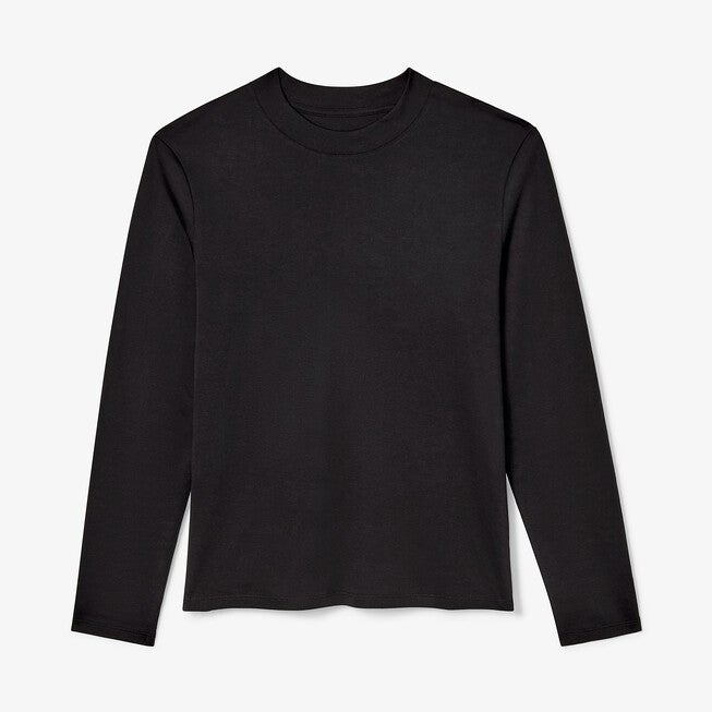 Raquel Long-Sleeve Tee - Organic Pima Cotton, Black / Black, alternate image number 4