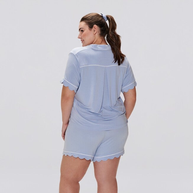 Molly Scallop Short Sleeve Sleep Top, Blue Heron / Light Blue, alternate image number null
