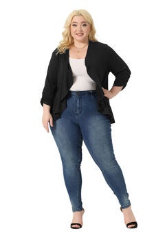 3/4 Sleeve Open Front Cropped Shrug Bolero Cardigan