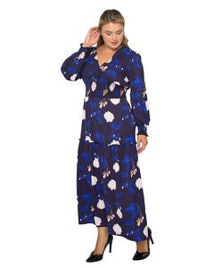 Plus Size Zina Smocked Waist Long Sleeve Maxi Dress