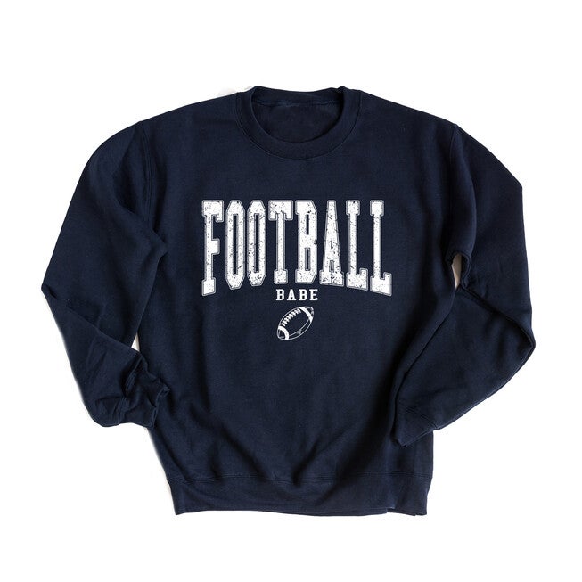 Varsity Football Babe Graphic Sweatshirt, True Navy / Navy, hi-res image number null