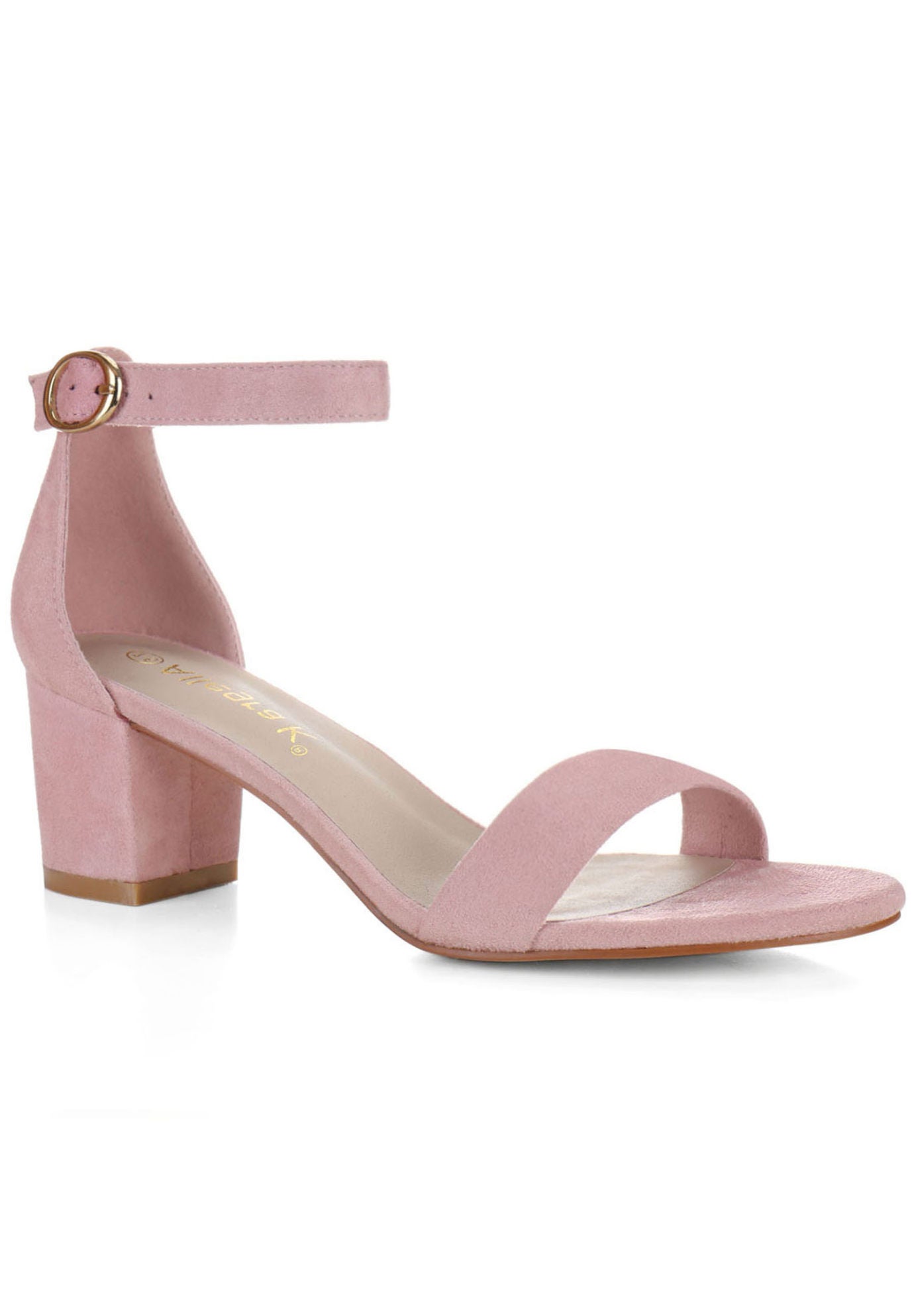 Mid Block Heel Ankle Strap Sandals, Light Pink / Pink, hi-res image number 0