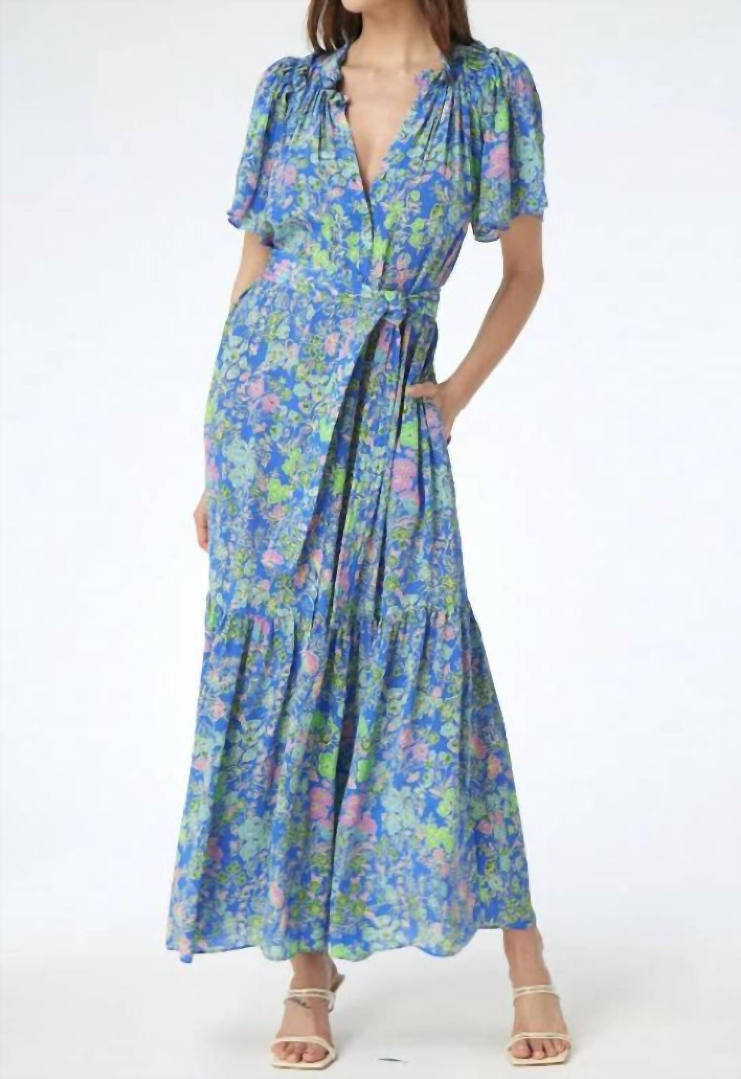 SYDNEY DRESS COTTAGE GARDEN IN COTTAGE GARDEN, Cottage Garden / Light Blue, hi-res image number 0