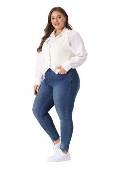 BUTTON DOWN SLEEVELESS JEAN WAISTCOAT VEST