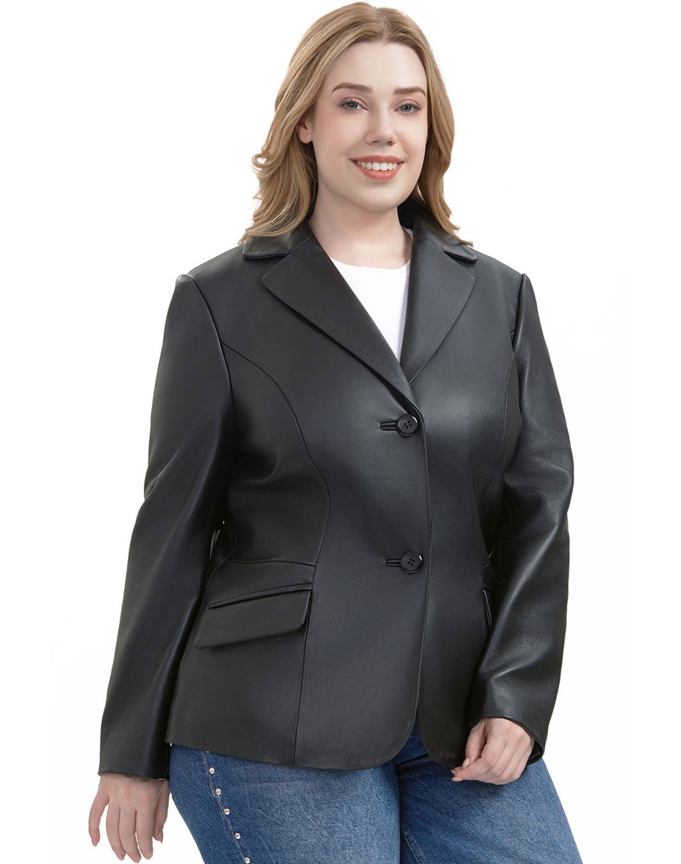 Ruth Leather Blazer Jacket, Black, alternate image number 4